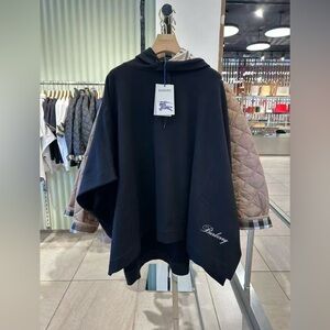 Burberry Black Hooded Poncho/cape with check print